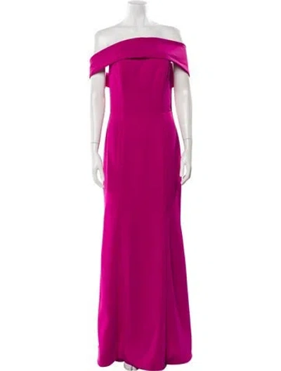 Pre-owned Amsale Off-the-shoulder Long Dress In Pink