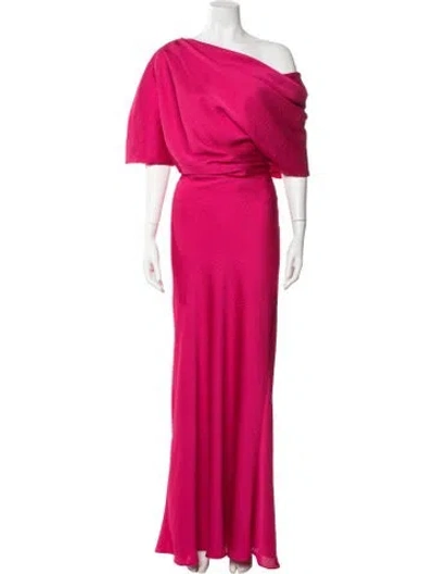 Pre-owned Amsale Off-the-shoulder Long Dress In Pink