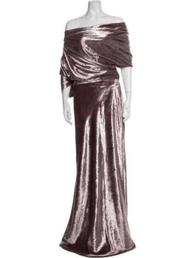 Pre-owned Amsale Off-the-shoulder Long Dress In Pink