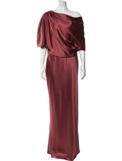 Pre-owned Amsale Off-the-shoulder Long Dress In Red