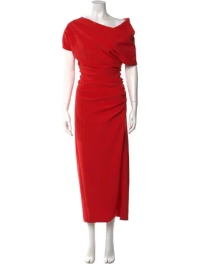 Pre-owned Amsale Off-the-shoulder Long Dress In Red