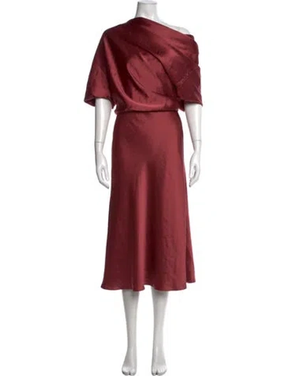 Pre-owned Amsale Off-the-shoulder Long Dress In Red