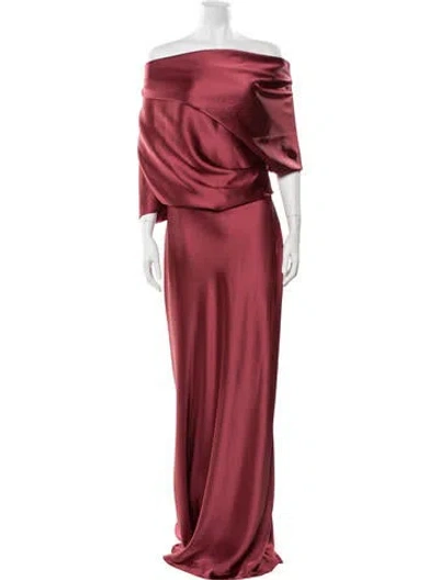 Pre-owned Amsale Off-the-shoulder Long Dress W/ Tags In Red