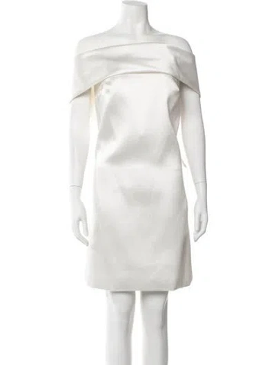 Pre-owned Amsale Off-the-shoulder Mini Dress In White
