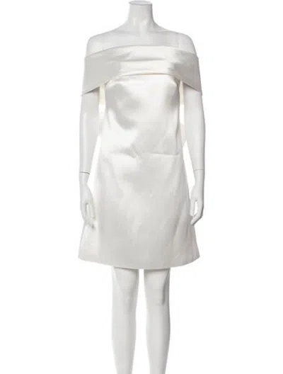 Pre-owned Amsale Off-the-shoulder Mini Dress In White