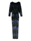 Amsale Ombre -lvet Long-sleeves Gown In Black