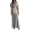 Amsale One-shoulder Fluid Satin Gown