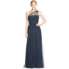 Amsale One-shoulder Lace & Tulle Gown In Black