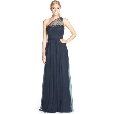 Amsale One-shoulder Lace & Tulle Gown
