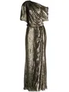 Amsale One-shoulder Lamé-effect Dress In Black