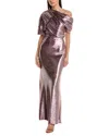 Amsale One-shoulder Velvet Gown In Pink