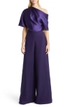 Amsale Draped Satin One Shoulder Dress In Amethyst