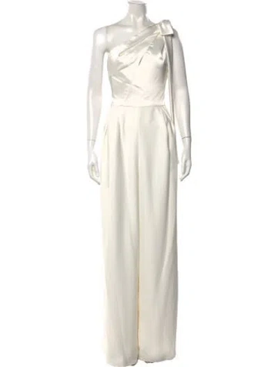 Pre-owned Amsale One-shoulder Jumpsuit In Neutral