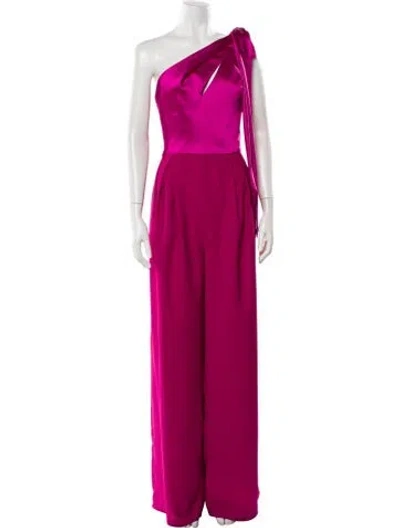 Pre-owned Amsale One-shoulder Jumpsuit In Pink