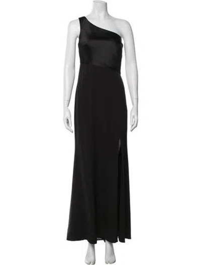 Pre-owned Amsale One-shoulder Long Dress In Black