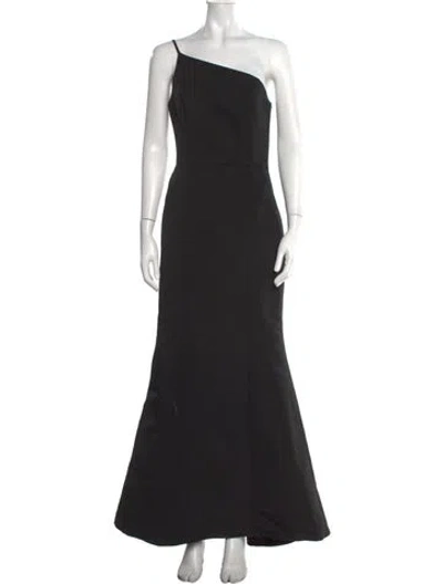 Pre-owned Amsale One-shoulder Long Dress In Black