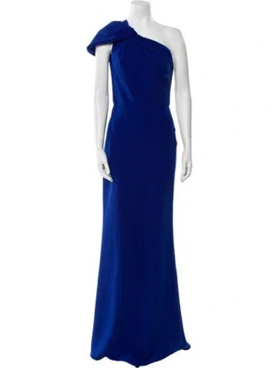 Pre-owned Amsale One-shoulder Long Dress In Blue