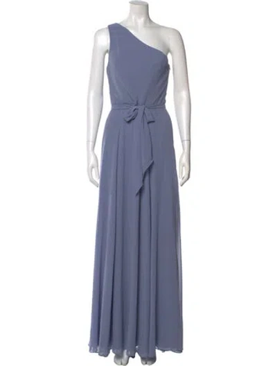 Pre-owned Amsale One-shoulder Long Dress In Blue