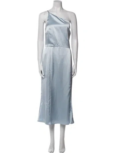 Pre-owned Amsale One-shoulder Long Dress In Blue