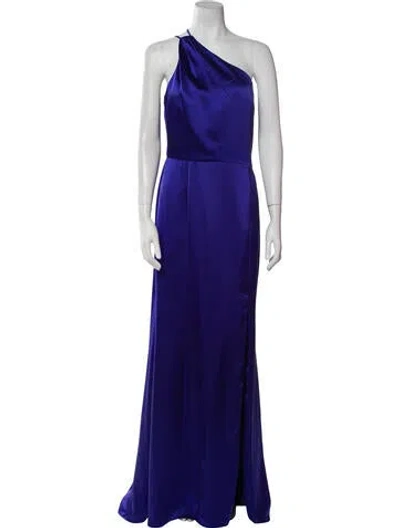 Pre-owned Amsale One-shoulder Long Dress In Blue