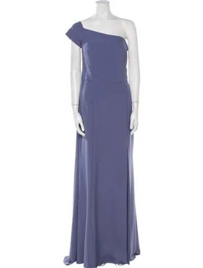 Pre-owned Amsale One-shoulder Long Dress In Blue