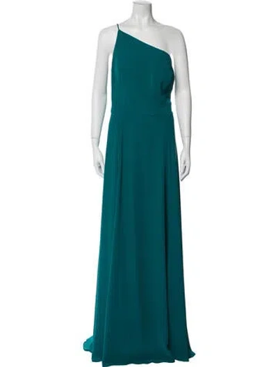 Pre-owned Amsale One-shoulder Long Dress In Blue