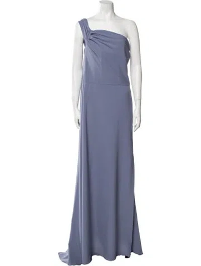 Pre-owned Amsale One-shoulder Long Dress In Blue