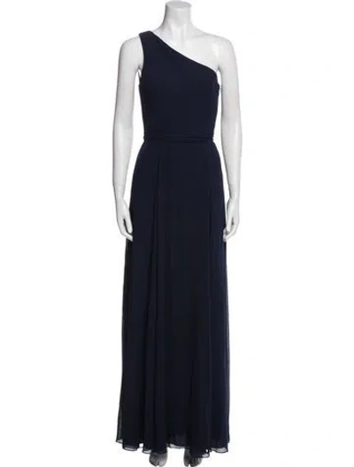 Pre-owned Amsale One-shoulder Long Dress In Blue