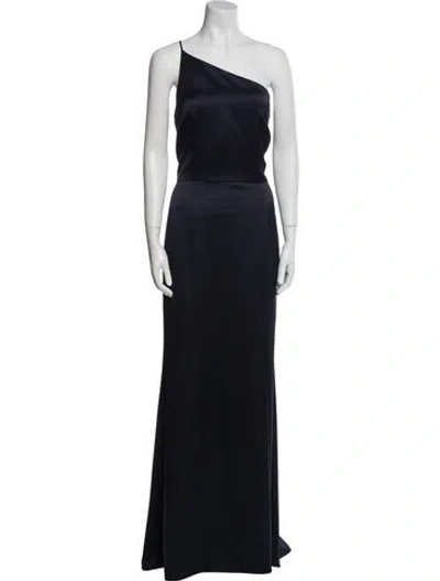Pre-owned Amsale One-shoulder Long Dress In Blue