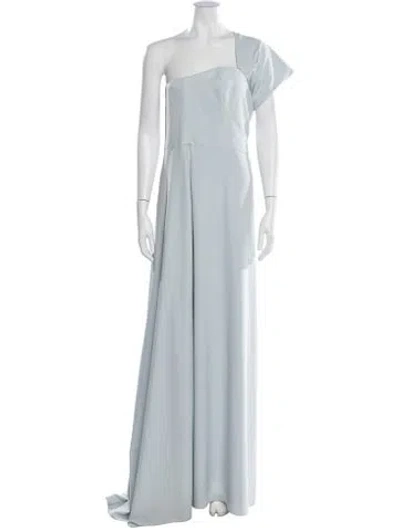 Pre-owned Amsale One-shoulder Long Dress In Blue