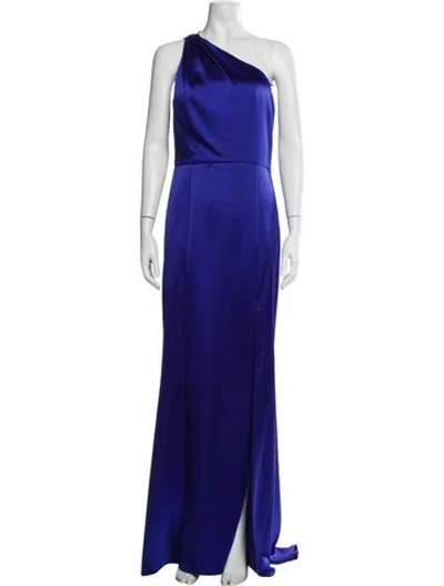 Pre-owned Amsale One-shoulder Long Dress In Blue