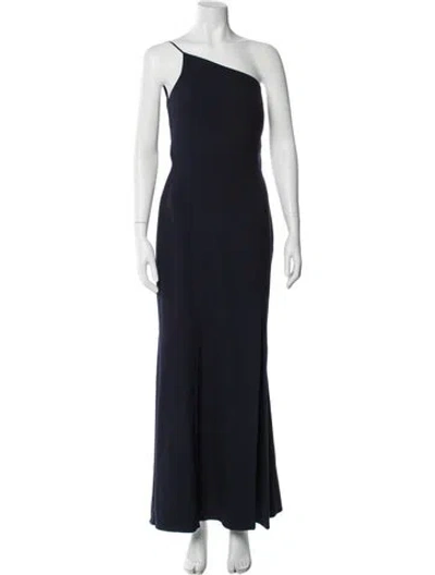 Pre-owned Amsale One-shoulder Long Dress In Blue