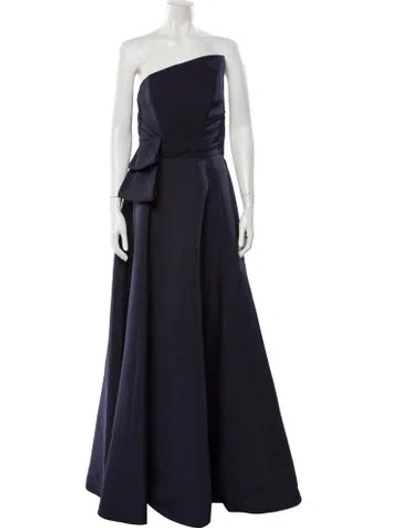Pre-owned Amsale One-shoulder Long Dress In Blue