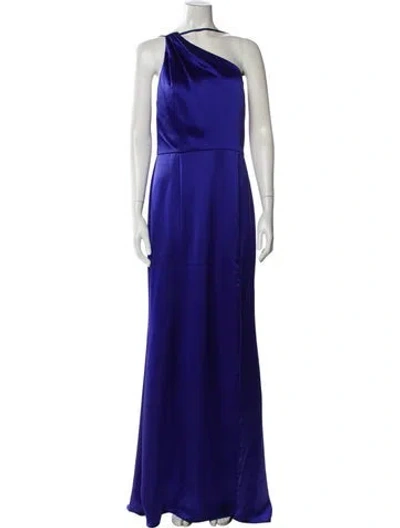 Pre-owned Amsale One-shoulder Long Dress In Blue