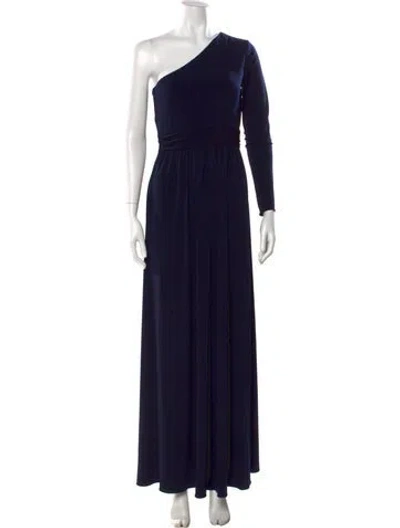 Pre-owned Amsale One-shoulder Long Dress In Blue