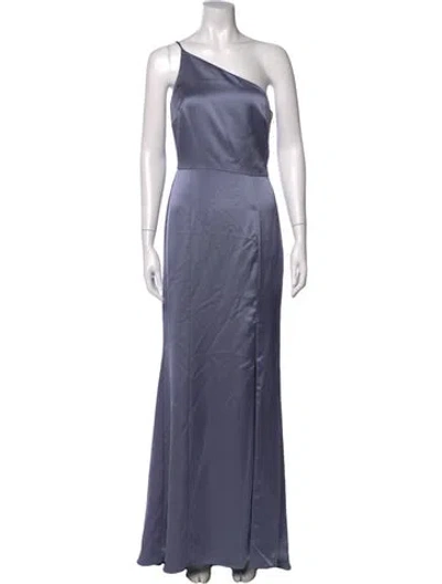 Pre-owned Amsale One-shoulder Long Dress In Blue