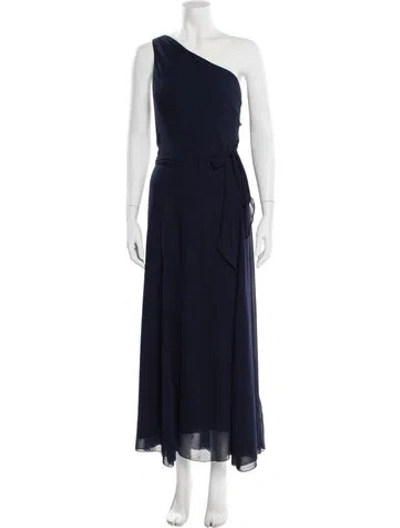 Pre-owned Amsale One-shoulder Long Dress In Blue