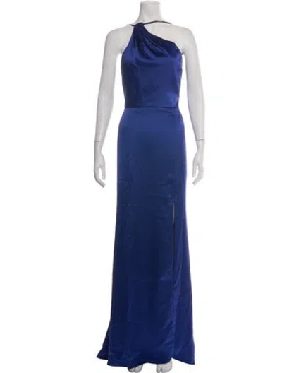Pre-owned Amsale One-shoulder Long Dress In Blue