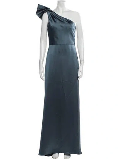 Pre-owned Amsale One-shoulder Long Dress In Blue