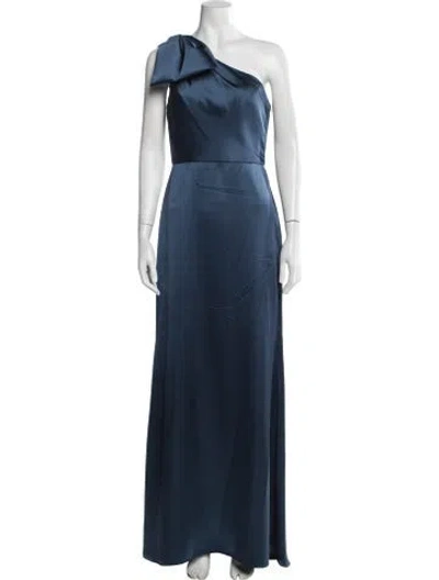 Pre-owned Amsale One-shoulder Long Dress In Blue
