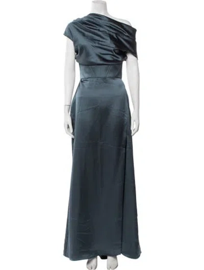 Pre-owned Amsale One-shoulder Long Dress In Blue