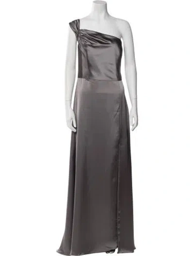 Pre-owned Amsale One-shoulder Long Dress In Gray