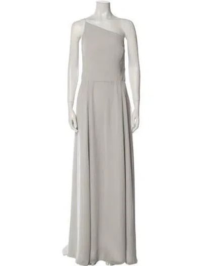 Pre-owned Amsale One-shoulder Long Dress In Gray