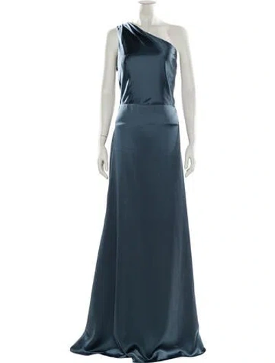 Pre-owned Amsale One-shoulder Long Dress In Gray