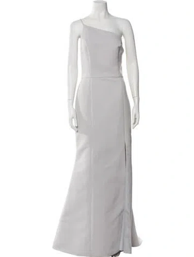 Pre-owned Amsale One-shoulder Long Dress In Gray