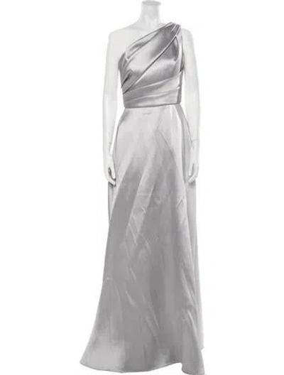 Pre-owned Amsale One-shoulder Long Dress In Gray