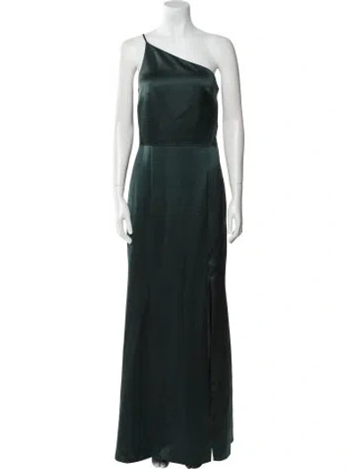 Pre-owned Amsale One-shoulder Long Dress In Green