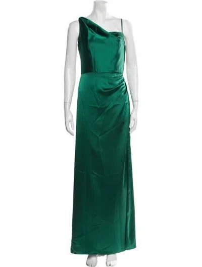 Pre-owned Amsale One-shoulder Long Dress In Green