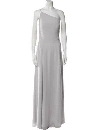 Pre-owned Amsale One-shoulder Long Dress In Neutral