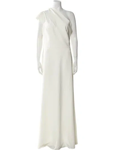 Pre-owned Amsale One-shoulder Long Dress In Neutral